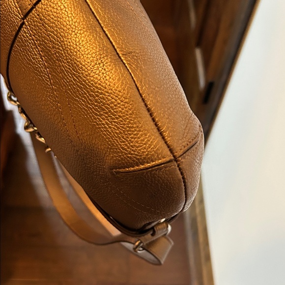 Coach Bronze Leather Shoulder Bag with Chain Detail - Picture 10 of 16